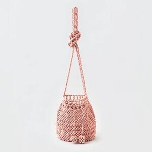 AEO American Eagle Outfitters Pink Beaded Bucket Bag